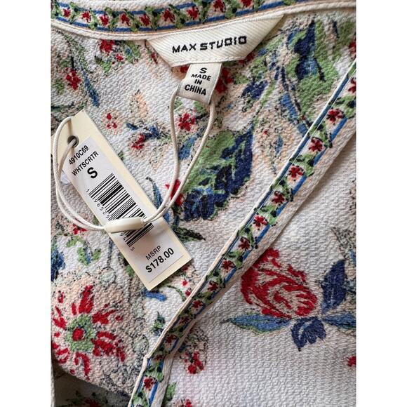 MAX STUDIO Women's White Floral Faux Wrap Pockets Maxi Dress Size S - Picture 4 of 5